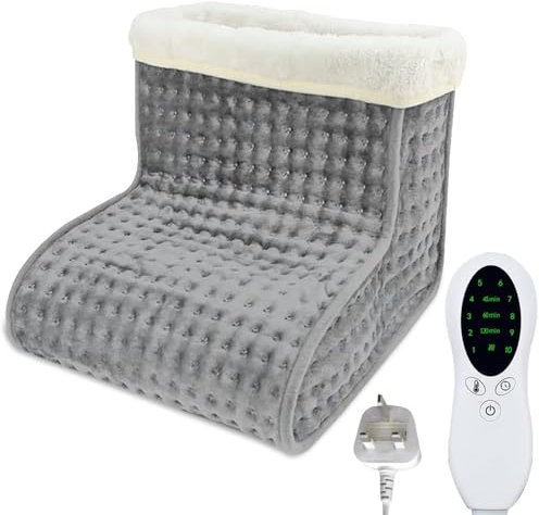 Hojalis Electric Foot Warmer, Foot Warmer Electric with Adjustable 10 Temperature Settings and 3 Timer Settings, Heated Slippers with Removable Lining, FootWarmer for Women Men Winter Home Office