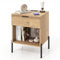 RELAX4LIFE Nachttisch mit Ladestation, Nachtschrank mit 2 Steckdosen, 1 USB- & Typ-C-Anschlüsse, Beistelltisch mit Schublade & offener Ablage, für Wohnzimmer, Schlafzimmer, 45 x 40 x 58 cm, Natur