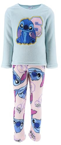 Disney Lilo e Stitch Pigiami per Ragazze, T-Shirt e Pantaloni Lunghi in Velluto per Bambina, 2 Pezzi Pigiama in Morbida Pile, Taglia 8 Anni | Turchese