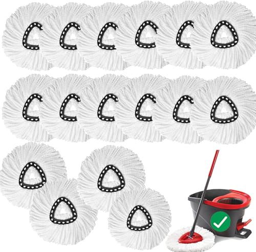 16 PCS Spin Mop Replacement Head,100% Microfiber Mop Heads Replacements with Triangle Spin Mop Head, 360 Degree Round Spin Mop Replacement Head for Easy House Cleaning Floor Mopping