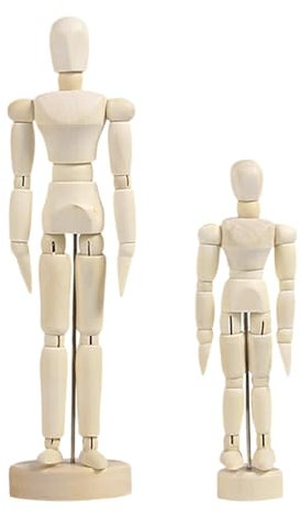 COACOM 2 Stücke Holz Mann, Kreative Schaufensterpuppe, Flexible Gelenke, Wiederverwendbare, Mehrzweck-Holzornamente.