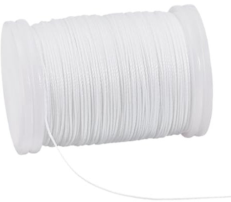 PH PandaHall 0.5mm Waxed Cord, 130 Yards White Waxed Beading String Wax Polyester Threads Wax Cord Twine Beading Cords for DIY Bracelet Necklaces Dreamcatcher Jewellery Macrame Sewing Project