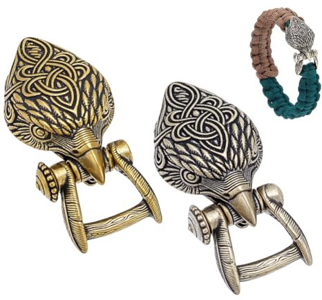 NBEADS 2 Pcs Boucle en Paracorde en Laiton avec Verrou à Manille, 44mm Boucles de Bracelet en Paracorde Bronze Antique Fermoirs Durables pour Bracelets de Survie, Argent Antique et Or Antique