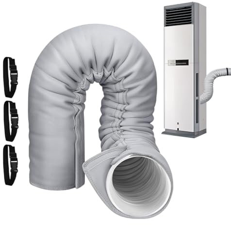 Portable Ac Hose Insulation Sleeve, Air Conditioner Hose Cover Wrap, Fits 5”&5.9 Diameter Exhaust Hose, with 3 Adjustable Buckles, Reusable and Washable, Easy to Installation, 153x35 Cm