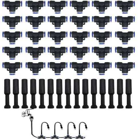 45 Stück Pneumatik Zubehörset, Pneumatik Steckverbinder, Steckverbinder-Kit Inkl T Typ Schnellverbinder, Steckverschraubungs-Choke-Stecker, Passend Für 8 Mm Pneumatikwerkzeuge