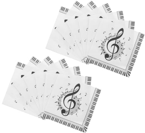WRITWAA 60stücke Papier Servietten mit Notenmuster Einweg Getränke und Dessertservietten Praktisch für Musikthema-partys und Geburtstagsfeiern