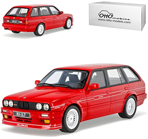alles-meine.de GmbH B*M*W 3er E30 B3 Touring Kombi Rot 1982-1994 Nr 366 1/18 Otto Modell Auto mit individiuellem Wunschkennzeichen