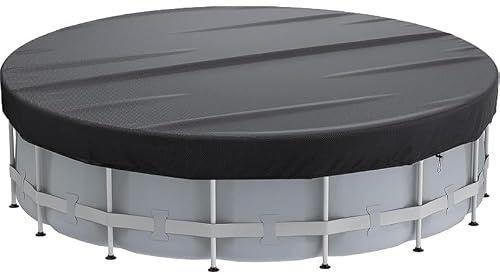 Ytwkafa Poolabdeckung Rund 427cm, 420D Oxford Stoff Abdeckplane Pool, Wasserdicht und ReißFest Poolabdeckung Winter mit Kordelzug und Bodennägeln