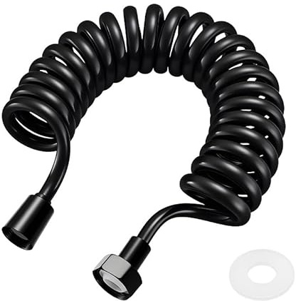 Telescopic Spring Tube Hose, 1.5m Maximum Length Flexible Shower Hose for Toilet Bidet Sprayer, Bathroom Faucet, Handheld Shower, Pet Washing, Plant Watering, Includes Plumbers Tape