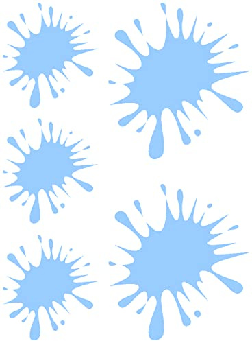 Samunshi® Farbklecks Aufkleber Klecks Sticker 5er Set 2x8x9cm,3x5x6cm hellblau