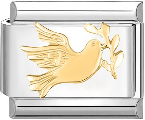 Quiges - 9mm Italian Style Charm Modul Edelstahl Vogel Taube für Italienische Armbänder