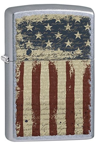 Zippo Lighter: Aged American Flag - Street Chrome 77091
