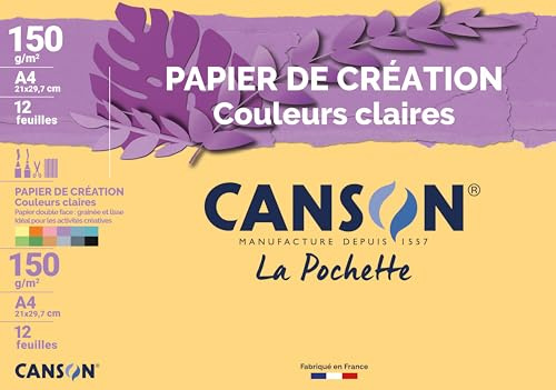 CANSON 200002760 Tonpapier in Sammelmappe, DIN A4, 150 G/qm