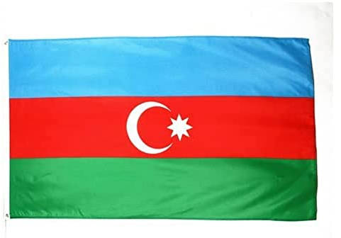 AZ FLAG - Flagge Aserbaidschan - 90x60 cm - Aserbaidschanische Fahne 100% Polyester mit Messing-Ösen - 50g