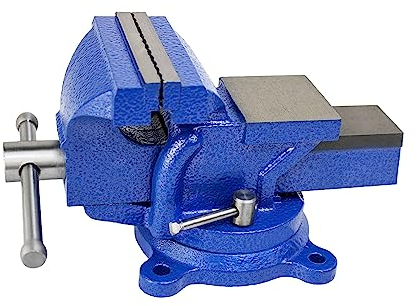 HFS(R) 5'' Heavy Duty Bench Vise Anvil Forged, 360 Swivel Locking Base Desktop Clamp