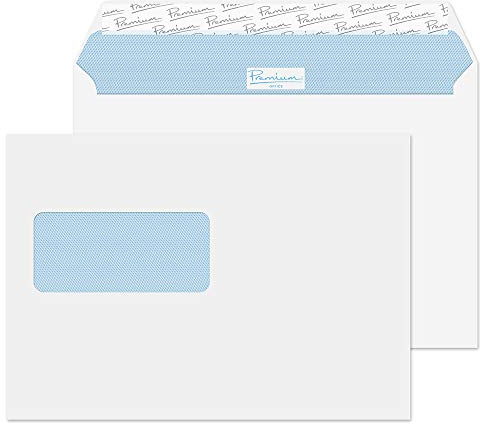 Blake Office - Premium Envelopes C5 Window (162 x 229 mm) - Pack of 500 - Quality 120GSM - FSC Certified - White Peel and Seal Envelopes - Business Envelope Window - Laser & Printer Compatible 34217