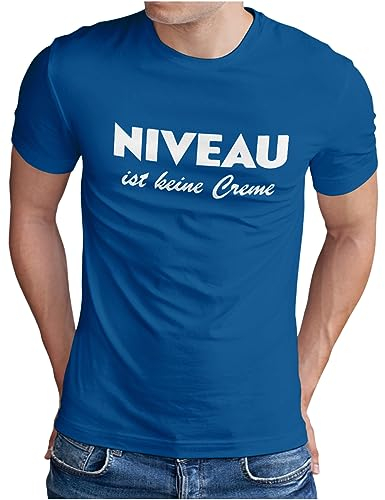 OM3® Niveau ist Keine Creme T-Shirt - Herren - Fun Parodie Statement Sarkastisch Spruch - Royal Blau-WS, L