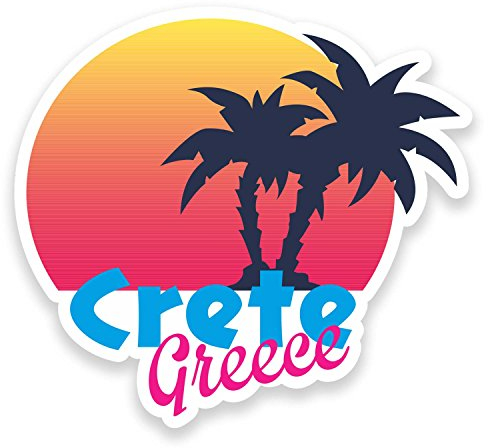 #9177 Vinyl-Aufkleber, Motiv: Kreta Griechenland, für Laptop, Reisegepäck, Auto, Flagge, 10 cm breit x 9,2 cm hoch, 2 Stück
