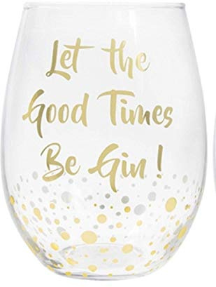 Leonardo 41662 - Luxuriöse Getränkegläser, Gold-Edition, Gin-Glas, Tonic-Glas, mit goldenfarbenem Aufdruck „Let The Good Times be Gin“, Volumen 568 ml