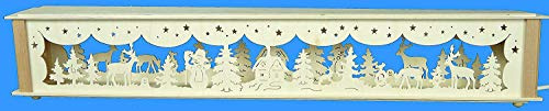 Rudolphs Schatzkiste Schwibbogenerhöhung mit Schneemann Waldtiere und Beleuchtung BxHxT 72x10x10cm NEU Lichterbogen Fensterbogen Spitzbogen Erzgebirge Seiffen Weihnachten Licht Holz Dekoration