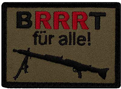 Café Viereck ® Lustiges Bundeswehr Fun Patch Gestickt mit Klett – 7 cm x 5 cm - Brrrt