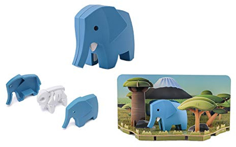HALFTOYS HA004 Sammelfiguren Magnetische Tiere, Spielsets, 3D-Puzzleblöcke, STEM pädagogisches Spielzeug zum Auseinandernehmen, Geschenk für Kleinkinder und Kinder ab 3 Jahren (Elefant)