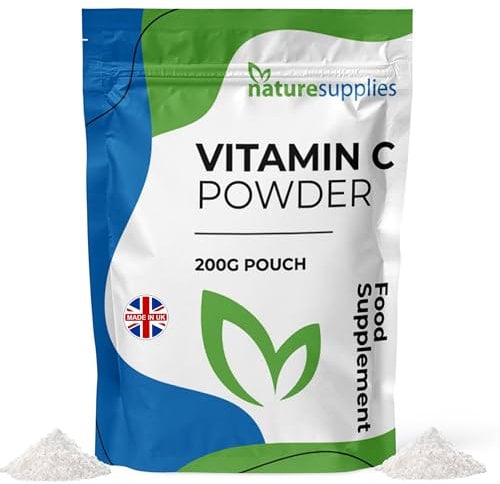 Vitamin C Powder 200g Ascorbic Acid UK Non GMO - Pharmaceutical Grade, Highly Concentrated No Chemicals in Our Supplements - Suitable for Vegans - Naturesupplies