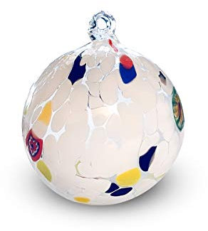 Gocce di Murano Palle di Natale in vetro di Murano confezione 6 palline grandi in vetro soffiato colorate lavorazione artigianale eleganti decorazioni natalizie per albero di natale (Bianco, 6)