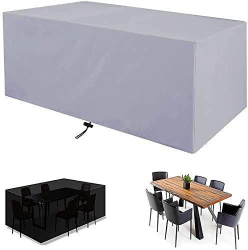 PLZY Gartenmöbel Abdeckung, Gartentisch Abdeckung Wasserdicht Abdeckhaube Schutzhülle Abdeckplane für Gartenmöbel für Sitzgarnituren Gartentische und Möbelsets-420D-260x150x75cm