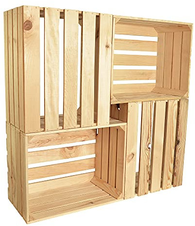 CHICCIE 2 Set Holzkiste Noa Natur 50x40x30 - Obstkiste Weinkisten Holzkisten