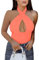 REORIA Body da donna sexy incrociato con scollo senza maniche perizoma Top rosa neon medio