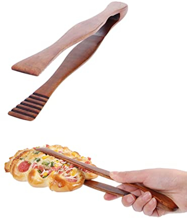 RHXWFDG BBQ Cooking Tongs Wooden Clip Buffet Food Tongs Bread Tong Dessert Bread Tongs for Kitchen Camping Grill Buffet Restaurant Pastry (A-22022501)