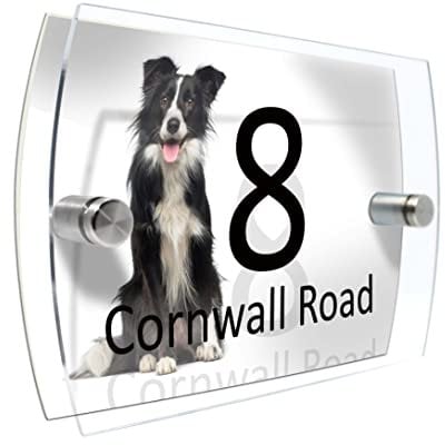 Personalised House Number Sign for Dog Lovers (Border Collie)