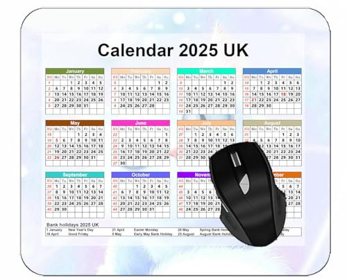 2025 Calendar Mouse Pad,Cat Drawing Light Shine Mouse Mat for Office Computers Laptop Men Women