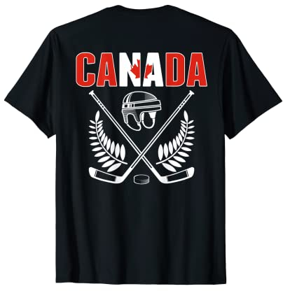Canada Ice Hockey Fans Jersey Kanadische Flagge Hockeyschläger T-Shirt