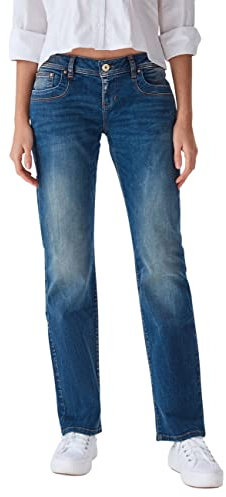LTB Jeans Damen Valentine Straight Fit Jeanshose Hose Denim Tiefer Bund, Farbe:Blue Lapis Wash (3923), Größe:28W / 32L