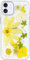 Abbery for iPhone 12 Mini Case Clear with Pressed Yellow Flower Design Cute Soft TPU Rubber Dried Real Daisy Floral Aesthetic Women Girl's Phone Cover (Yellow Flowers)