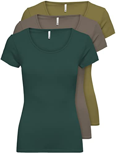 ONLY 3er Pack Damen T-Shirt 15209153 Farb Mix 10-S