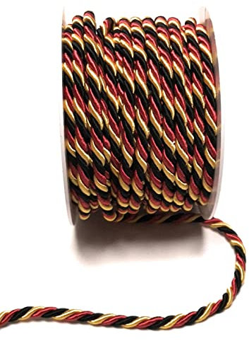 s.dekoda Kordel 10m x 6mm dreifarbig Schwarz - Rot - Gelb Drehkordel Dekoband Kordelband Kordelschnur Deutschland