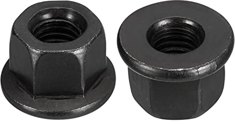 QUARKZMAN 2 Stück M10 Flanschmuttern Sperre Muttern Grad 12.9 Karbonstahl Schwarz Oxidiert Flansch-Sechskantmuttern für Maschinen