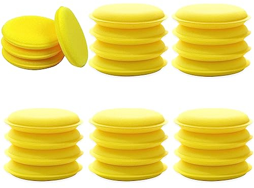 24 Pièces Tampons D'Éponge Pads Voiture, Tampons Applicateur Éponge Pads, Applicateur Polissage Voiture Microfibre, pour Le Cirage, Le Nettoyage et Le Polissage des Voitures