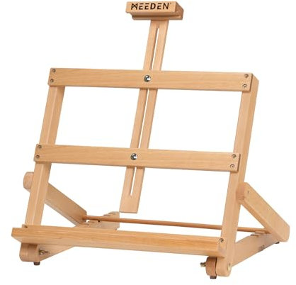MEEDEN H-förmige Tischstaffelei Holz, Verstellbare Staffelei Tisch aus deutsche Buchenholz, Faltbarer Tragbarer Leinwand Ständer, Display-Staffelei für Gemälde Kunst & Handwerk, Leinwand bis zu 51cm