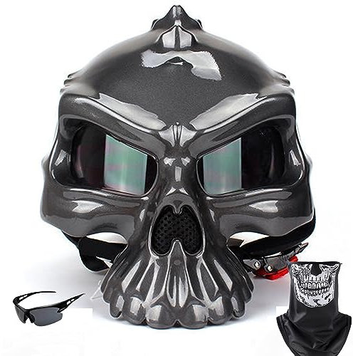 Motorrad Totenkopf Helm ECE Zertifiziert Vintage Erwachsene Open-Face Motorradhelme Retro Halbhelm für Roller Moped Herren und Damen Unentbehrlich für Motorradbegeisterte