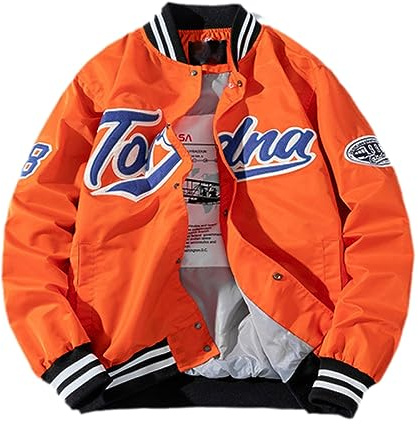 MQMYJSP Hip Hop Baseballjacke Herren Bestickung Jacke Buchstabe Streetwear Jacke Vintage Windbreaker Paare Frühling Herbst