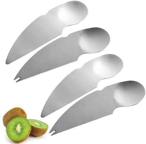 Kiwi Spoon,Cuchillo De Fruta,Kiwi Cortador Cuchara,Cortador Pelador,Rebanador Cuchillo Para Cortar,Verduras Cortador,Cortador De Kiwi De Acero Inoxidable,Para Cortar Kiwis,Manzanas,Pomelos,4PC,Kiuiom