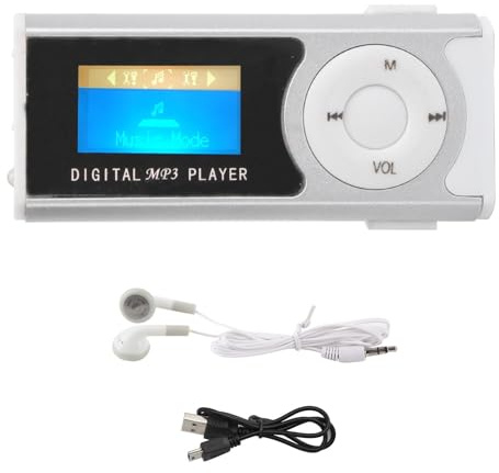 mp3 Player,Mp3 Player,Tragbare Sport-Mp3-Taschenlampe,Backclip,LCD-Sn-Musik-Media-Player,Mp3- Und Mp4-Player-Zubehör,Hör- Und Kopfhörer (Silver)