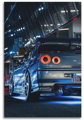 JDM Sportwagen-Poster, Skyline, R34 GTR, dekoratives Gemälde, Leinwand, Wandposter und Kunstdruck, moderne Familienschlafzimmer-Dekoration, Poster, 30 x 45 cm