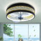 Leise Deckenventilator Mit Beleuchtung Dimmbare LED Deckenlampe Mit Ventilator Lampe Mit Fernbedienung 6 Wind Schwarz Gold Runden Deckenleuchte Ventilator Licht Für Schlafzimmer Wohnzimmer ,40cm,45w