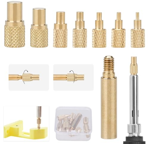 Kigniote Heat-set Insert Tips Soldering Iron Tips Heat Set Insert Tool Brass Soldering Iron Melting Aid Tips for Threaded Inserts M2 M2.5 M3 M4 M5 M6 M8 Compatible with T18 ST 900M FX888D FX600 WLC100