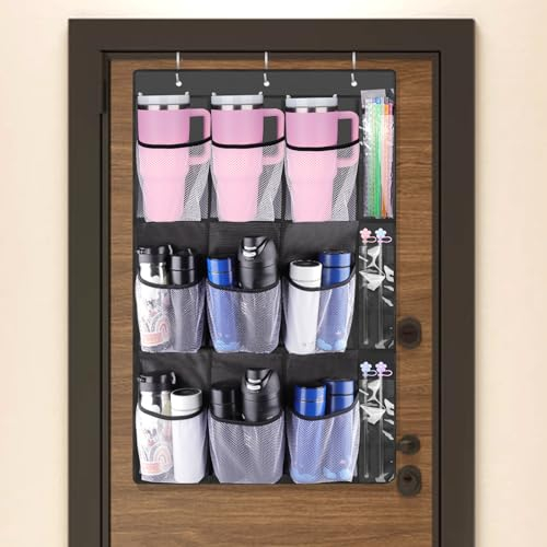 AIERSA Organizador de vasos para vasos Stanley, soporte para botella de agua con 3 bolsillos para pajitas, organizador de tazas plegable grande, accesorios de taza para Stanley, organizador de tazas